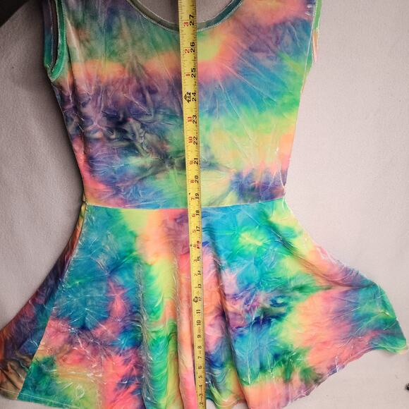 See You Monday Rainbow Velvet Tie Dye Dress L G Grande Large LA Los Angeles - Picture 6 of 8